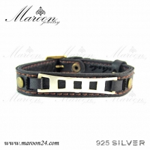 دستبند چرم و نقره مارون MMC02